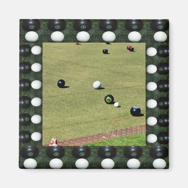 Gräsmatta Bowls tar på den, rammagnet Magnet (Framsidan)
