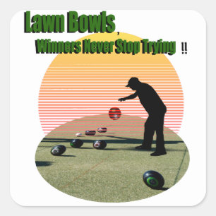 Gräsmatta Bowls Winners design, Stickers Fyrkantigt Klistermärke