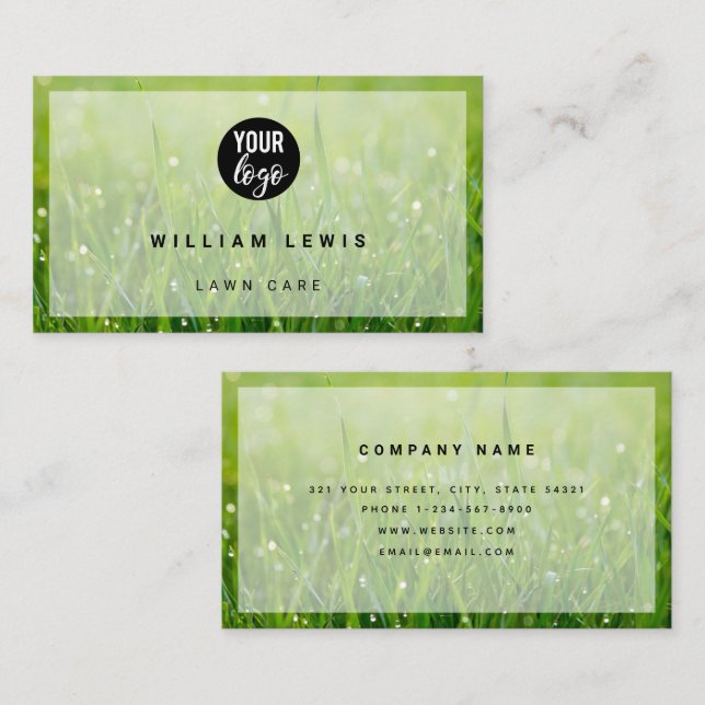 Gräsmatta Care enkel Business Logotyp Modern minim Visitkort (Fram/baksida)