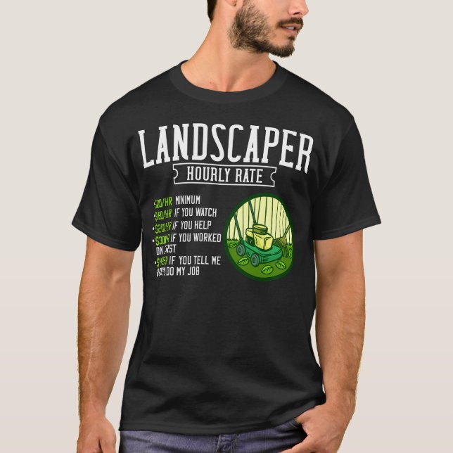 Gräsmatta Care Landscaper Mwing Landscaping T Shirt (Framsida)