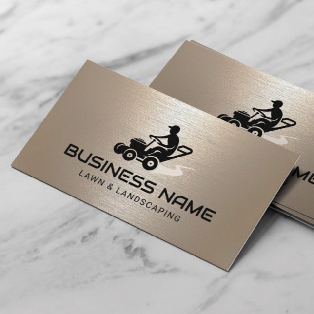 Gräsmatta Care & Landscaping Mower Logotyp Shimmer Visitkort (Skapare uppladdad)