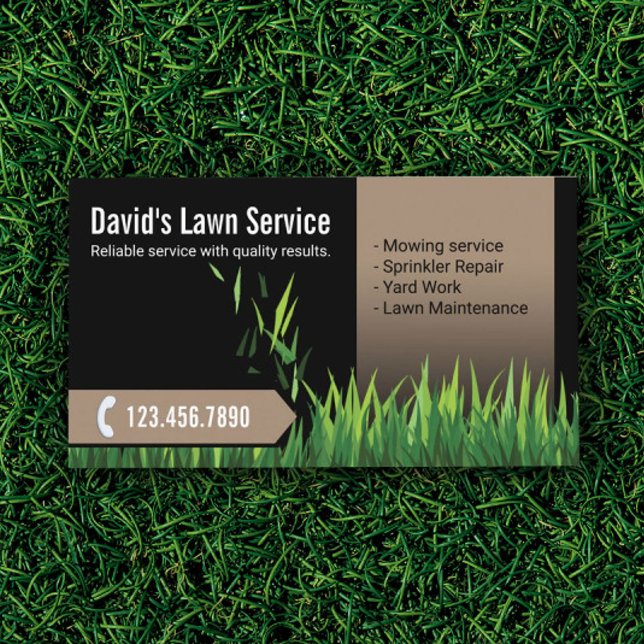 Gräsmatta Care Landscaping Mwing Black & Beige Visitkort (Skapare uppladdad)