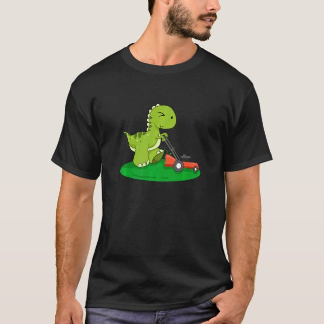 Gräsmatta Care Mower Dinosaur Ligcape Gardener Din T Shirt (Framsida)