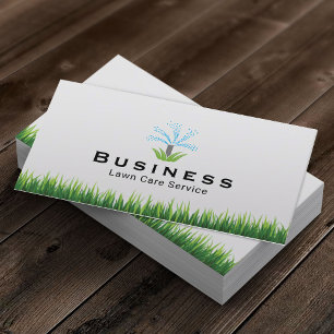 Gräsmatta Care Sprinkler Logotyp Landscaping Servi Visitkort
