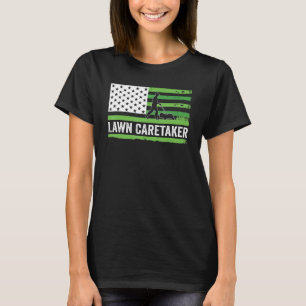 Gräsmatta Care Taker US Flagga Gräsmatta Mower T Shirt
