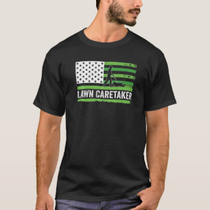 Gräsmatta Care Taker US Flagga Gräsmatta Mower T Shirt