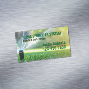 Gräsmatta Landcaping Sprinkler Reparation Irrigati Magnetiska Visitkort