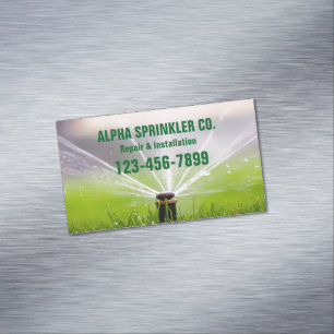 Gräsmatta Landcaping Sprinkler Reparation Irrigati Magnetiska Visitkort