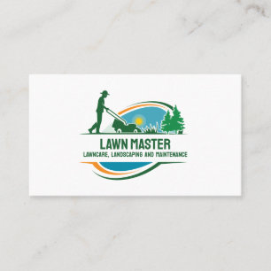 Gräsmatta Landscaping Garden Man med Mower Visitkort