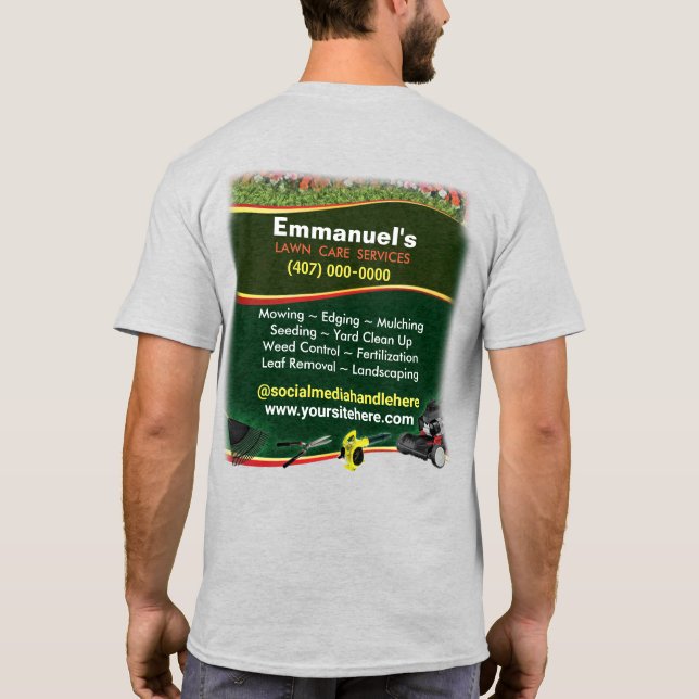 Gräsmatta Landscaping Grass Cining Grönt T-Shirt (Baksida)