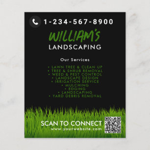 Gräsmatta Landscaping Mining Cining QR-kod Flygblad