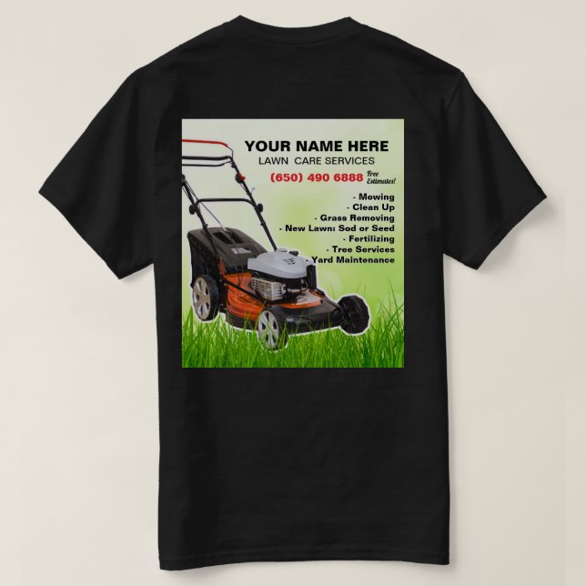 Gräsmatta Landscaping Mining Grass Träd Service T Shirt (Design baksida)