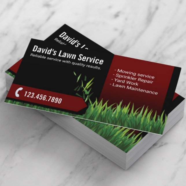 Gräsmatta Landscaping Mwing Black & Red Visitkort (Skapare uppladdad)