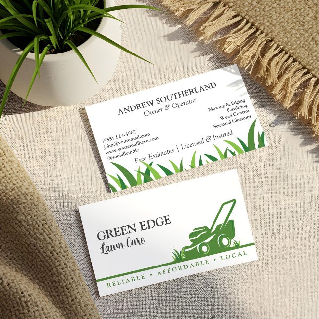Gräsmatta Landscaping Professionell Gräsmatta Mowe Visitkort (Lawn Care Landscaping Professional Lawn Mower Business Card)