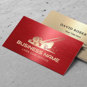 Gräsmatta & landskap Guld Mower Logotyp Red Visitkort