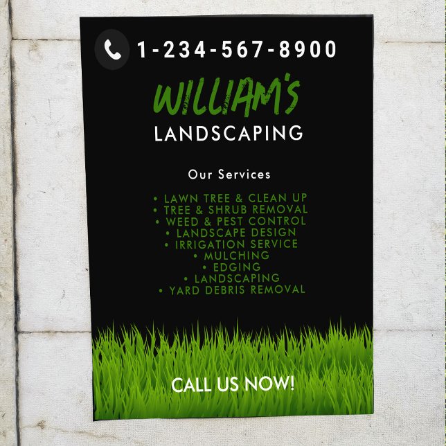 Gräsmatta landskapsvård för gruvskärning flygblad (Lawn Care Landscaping Mowing Cutting Services Flyer)