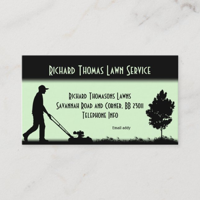 Gräsmatta - liggande Ljust grönt Visitkort (Framsida)