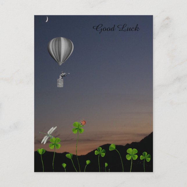 Gräsmatta med fyrklöver - Lycka till Vykort (Framsida)