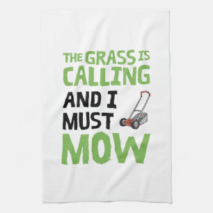 Gräsmatta Mower - gräset ringer och jag måste gå Kökshandduk