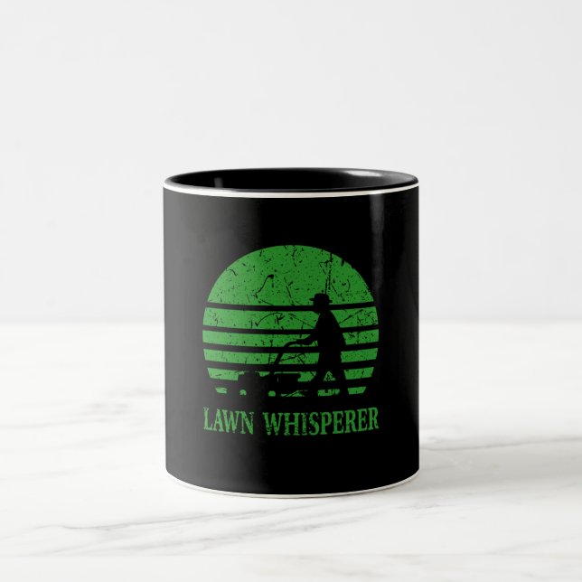 Gräsmatta Mower Gräsmatta Whisperer Gardener Gift Två-Tonad Mugg (Center)