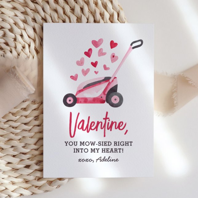 Gräsmatta Mower Kids Valentines day Anteckningskort (Skapare uppladdad)