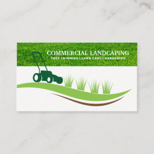 Gräsmatta Mower Logotyp Landcaper Skilled Worker Visitkort