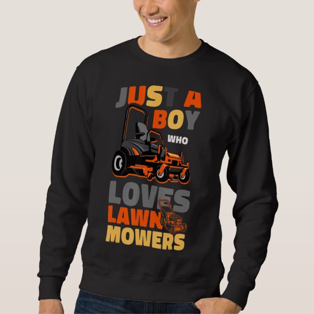 Gräsmatta Mower Mdower Pappa Far Landscaper Tracto Lång Ärmad Tröja (Framsida)