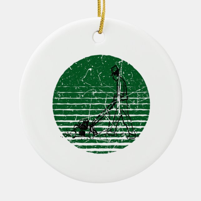 Gräsmatta Mower Retro Julgransprydnad Keramik (Framsidan)