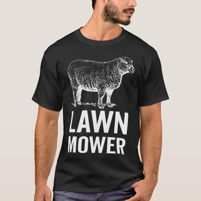 Gräsmatta Mower Sheep Mowolog Mwing Gardener T Shirt (Framsida)