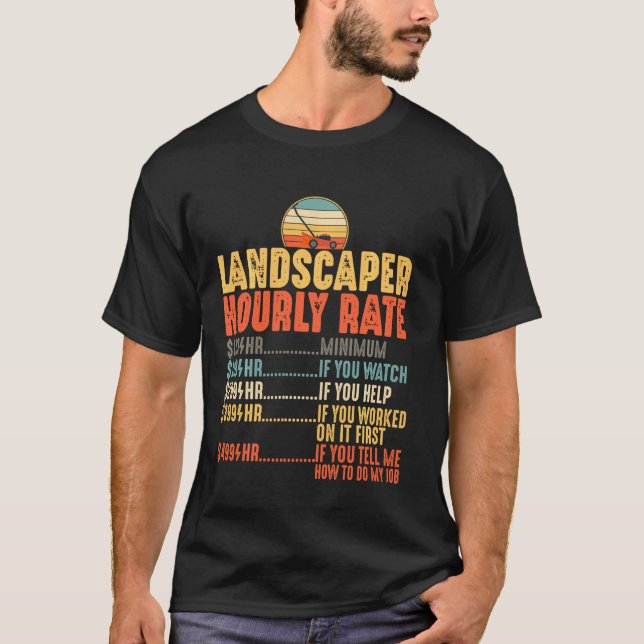 Gräsmatta Mwing Landscaper Hourly Rate Lawnmower G T Shirt (Framsida)