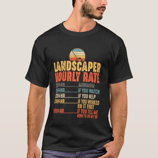 Gräsmatta Mwing Landscaper Hourly Rate Lawnmower G T Shirt (Framsida)