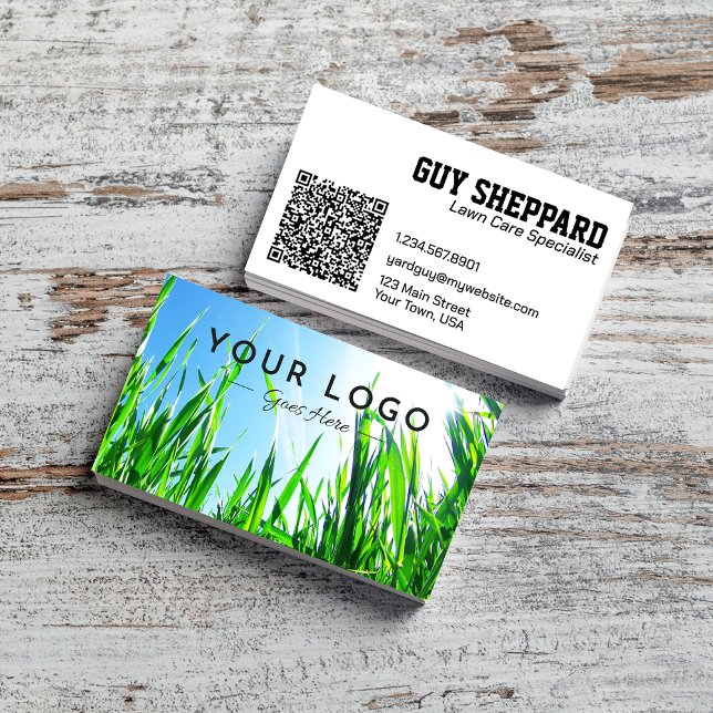 Gräsmatta- och landskapsfoto QR-kod Visitkort (Skapare uppladdad)