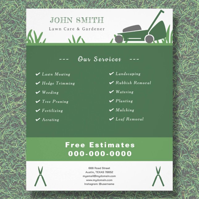 Gräsmatta- och trädgårdsFlyer Flygblad (Lawn Care & Gardener Flyer)