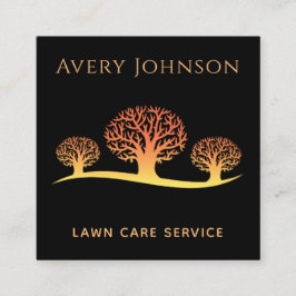 Gräsmatta Service Vibrant Orange Träd Modern Coola Fyrkantigt Visitkort