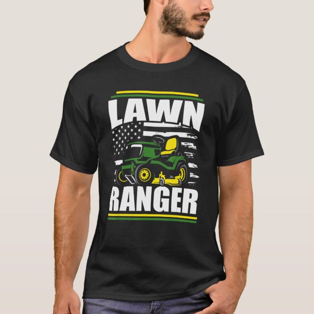 Gräsmatta Skogsvaktare Gräsmatta Mower Pappa Ameri T Shirt (Framsida)