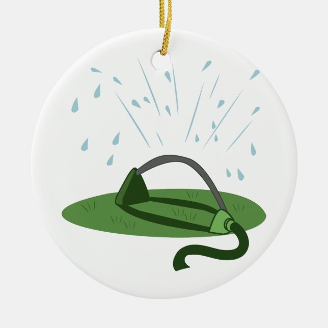 Gräsmatta Sprinkler Julgransprydnad Keramik (Framsidan)