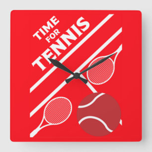 Gräsmatta Tennis Players Fyrkantig Klocka