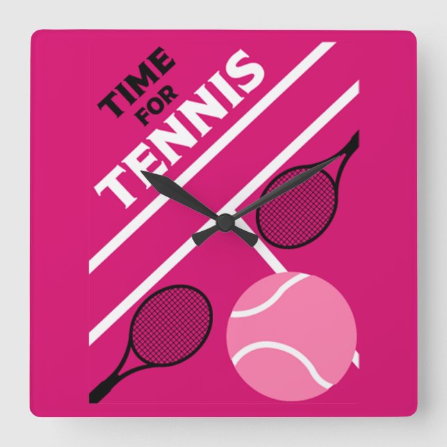 Gräsmatta Tennis Players Fyrkantig Klocka (Framsida)