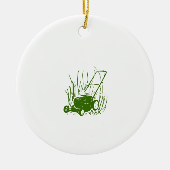 Gräsmattagräsklippningsmaskin Julgransprydnad Keramik (Framsidan)