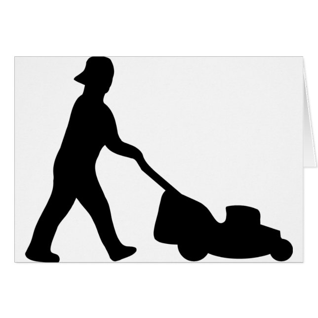 gräsmattagräsklippningsmaskinsymbol hälsningskort (Framsidan Horizontal)