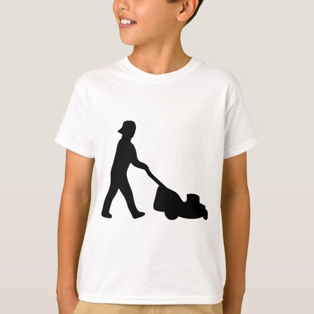 gräsmattagräsklippningsmaskinsymbol t-shirt (Framsida)