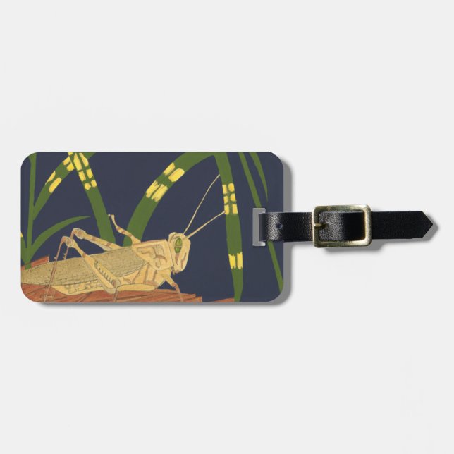 Grasoper i Grönt Grass på blå bakgrund Bagagebricka (Horisontell Framsida)