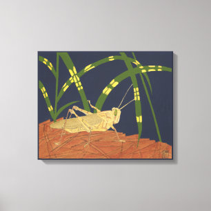 Grasoper i Grönt Grass på blå bakgrund Canvastryck