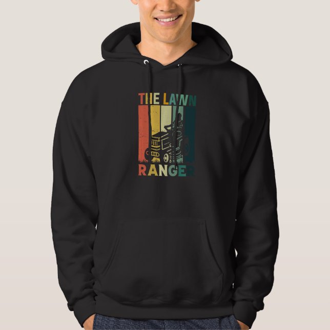 Gräsranger Ridar Igen Gräsklippare Pappa Hoodie (Framsida)