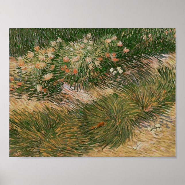 Grass & Butterflies (F460) Van Gogh Fine Art Poster (Framsidan)