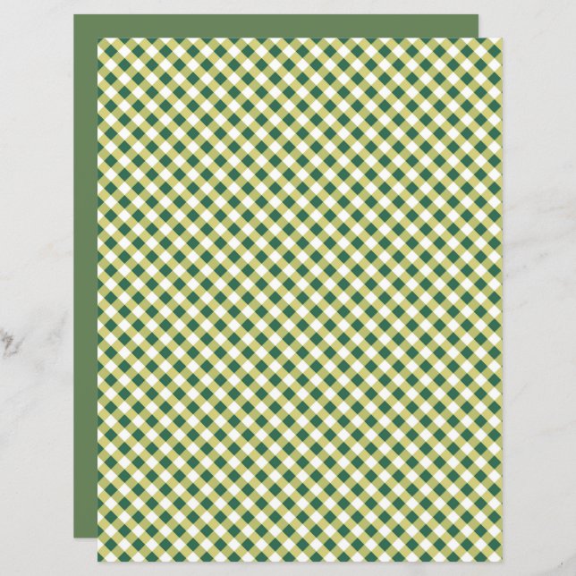 Grass Grönt Gingham Scrapbook Papper (Fram/baksida)