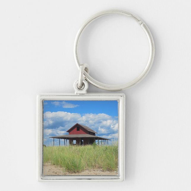 Grass Island Keychain Fyrkantig Silverfärgad Nyckelring (Framsidan)