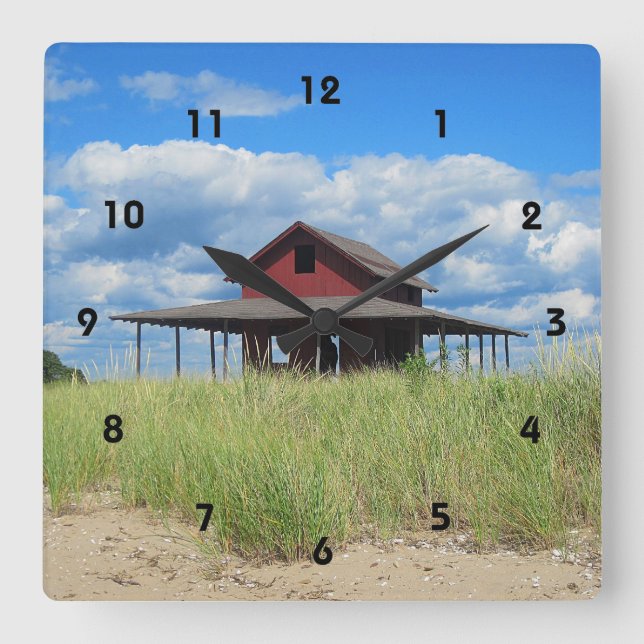Grass Island Wall Clock Fyrkantig Klocka (Framsida)