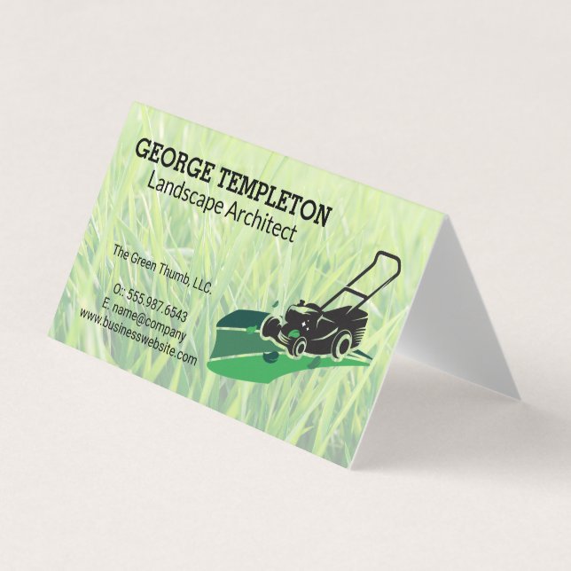 Grass | Lawn Mower | Landscaping Industry Visitkort (Framsida)