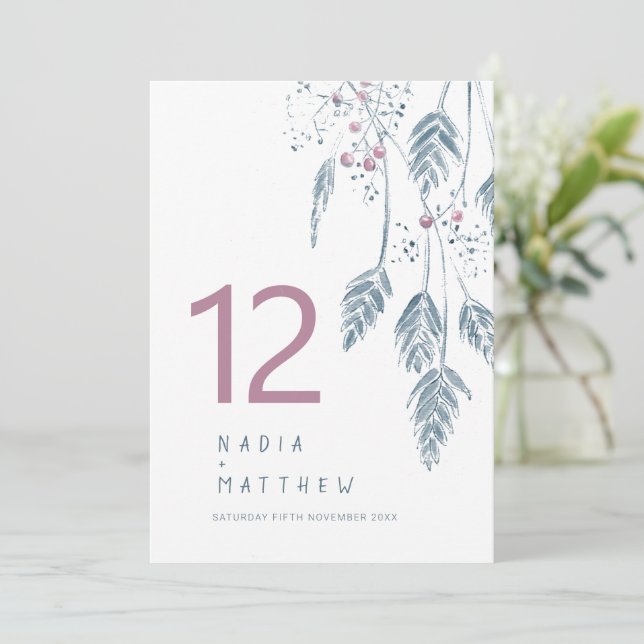 Grassbär faller bröllopsblått bordsnummer rosa blå (Stående Fram)